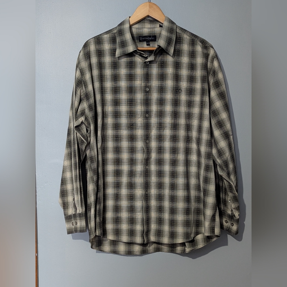 Vintage Cotton Reel‎ Mens Long-sleeve Button-down Plaid Shirt Casual Grunge 90's
